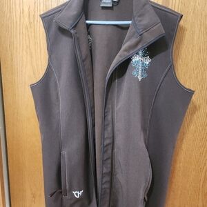 Brown Vest with Embroidered Design